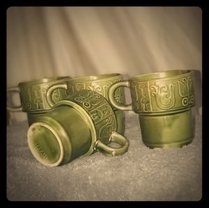 Avacado colored stackable cups made in Japan